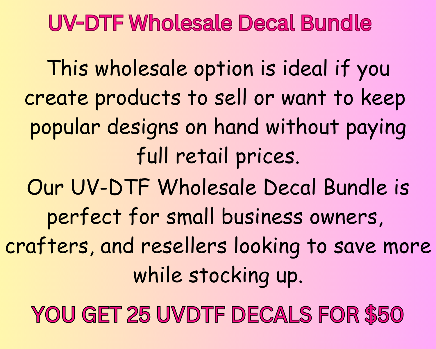 UVDTF Tumbler/journal wholesale bundle