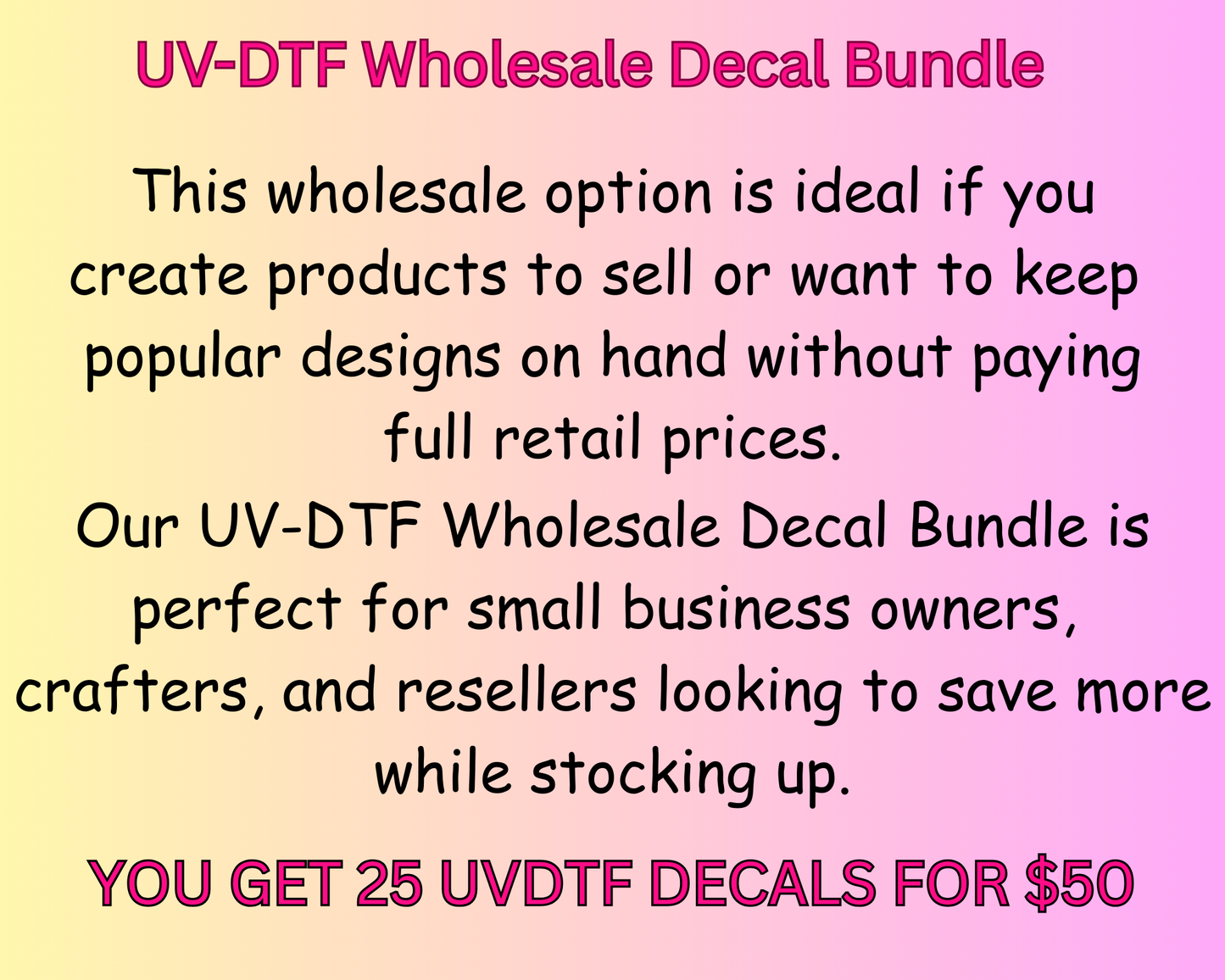 UVDTF Tumbler/journal wholesale bundle